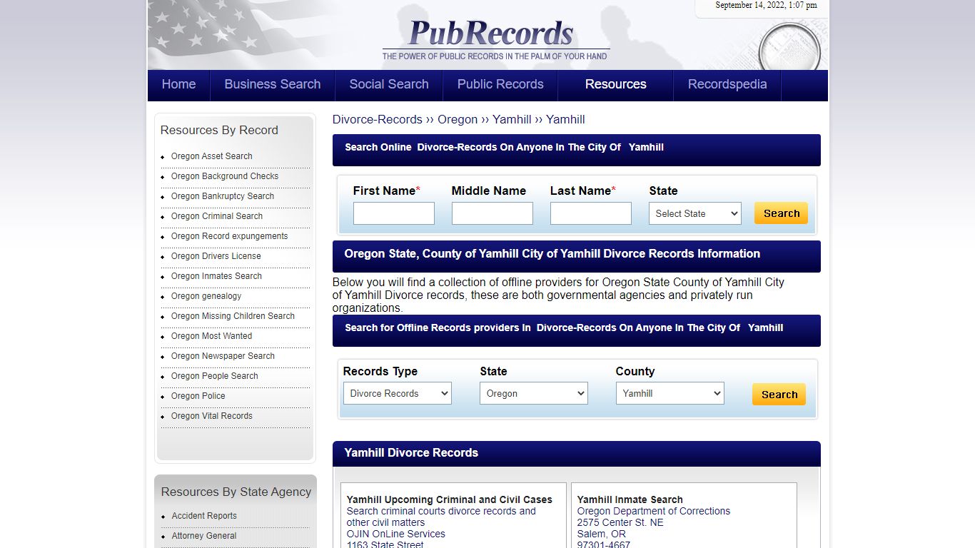 Yamhill, Yamhill County, Oregon Divorce Records