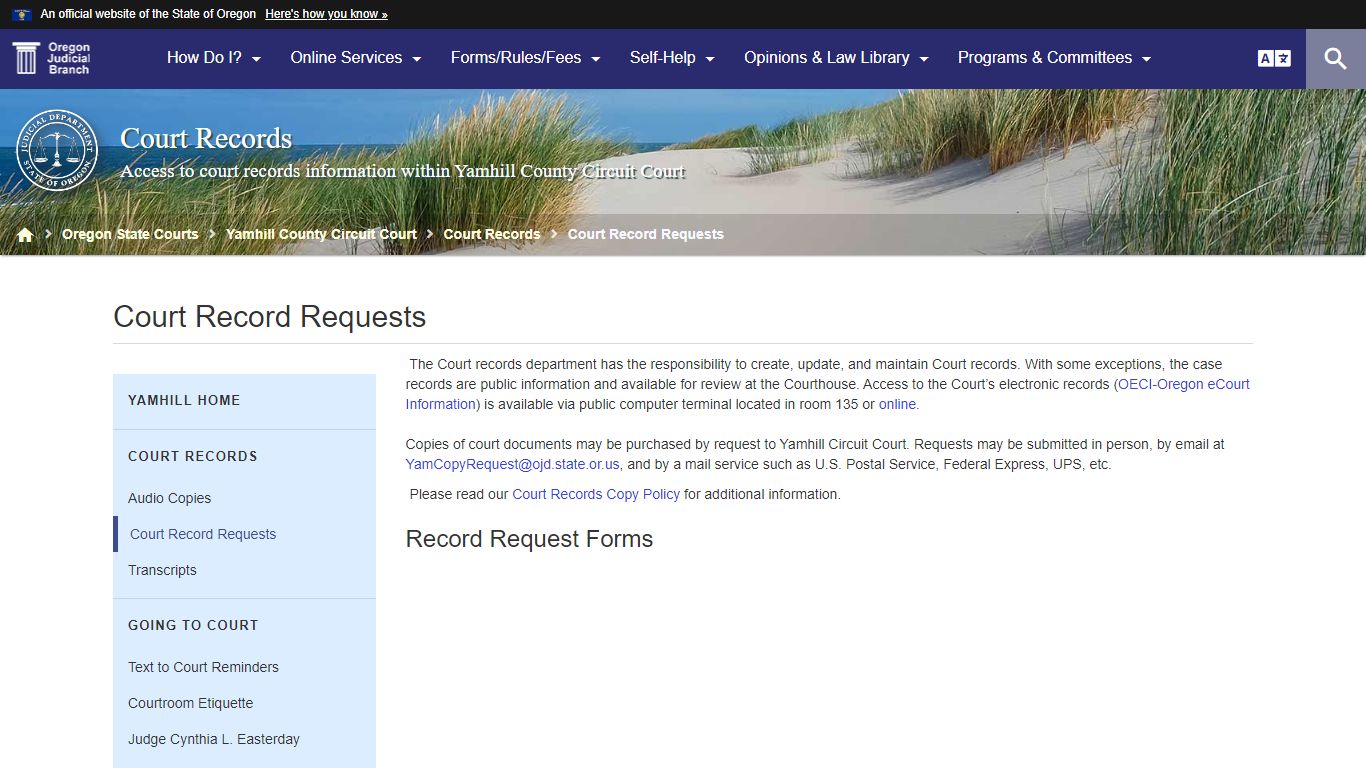 Court Record Requests - Oregon Judicial Department
